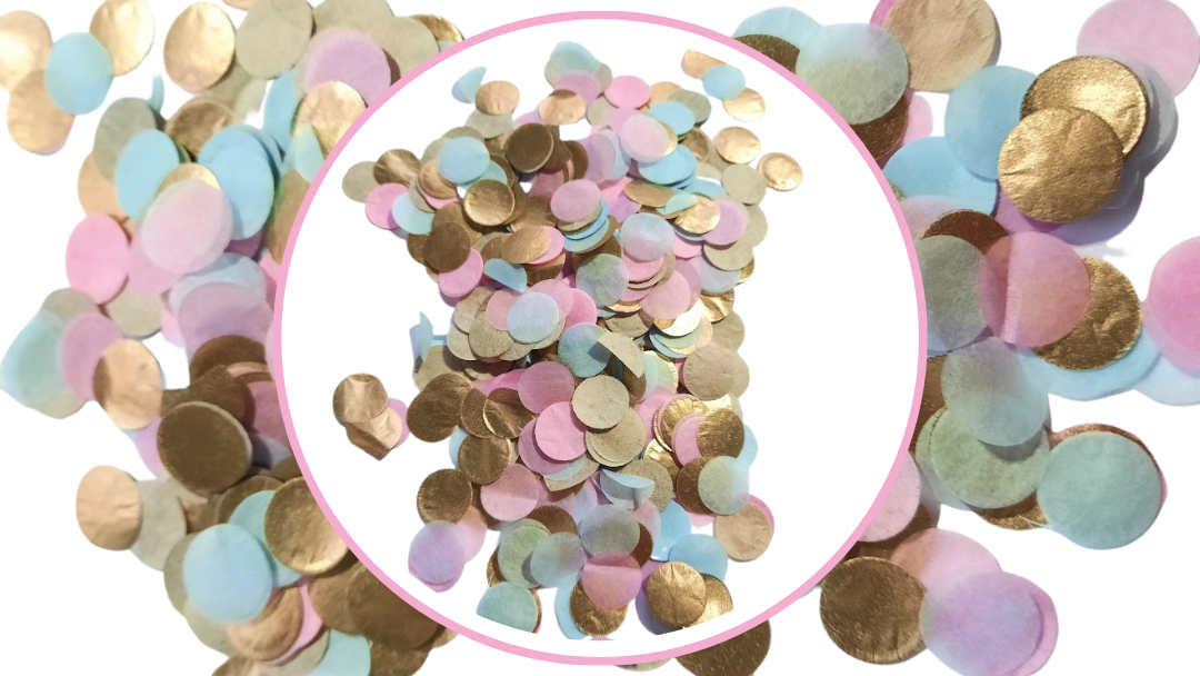 Biodegradable Wedding Confetti - Pale Pink, Baby Blue and Gold