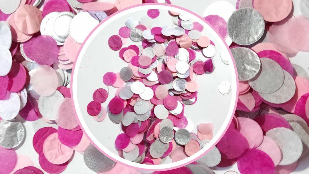 Biodegradable Wedding Confetti - Pale Pink, Fuchsia Pink and Silver