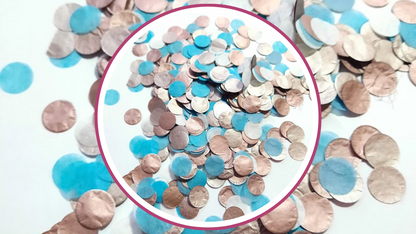 Biodegradable Wedding Confetti - Rose Gold and Turquoise Blue