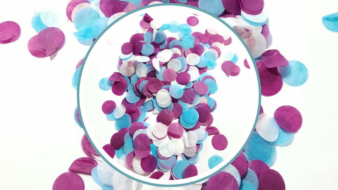 Biodegradable Wedding Confetti - White, Claret and Turquoise Blue