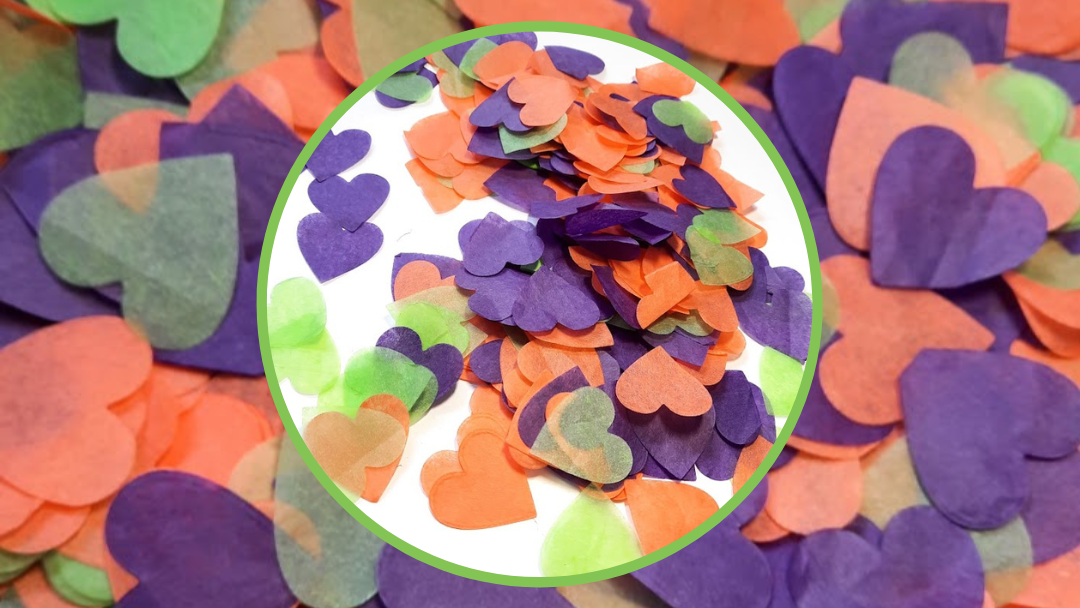 Biodegradable Wedding Confetti -  Purple, Apple Green and Orange