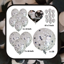 Load image into Gallery viewer, Biodegradable Confetti Filled Football Balloons - Black and White