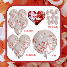 Load image into Gallery viewer, Biodegradable Confetti Filled Football Balloons - Red and White