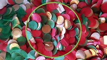 Load image into Gallery viewer, Confetti Filled Balloons with Free Ribbon - Red, Gold and Dark Green