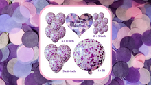 Load image into Gallery viewer, Biodegradable Confetti Filled Wedding Balloons - Pale Pink, Lilac and Dark Purple