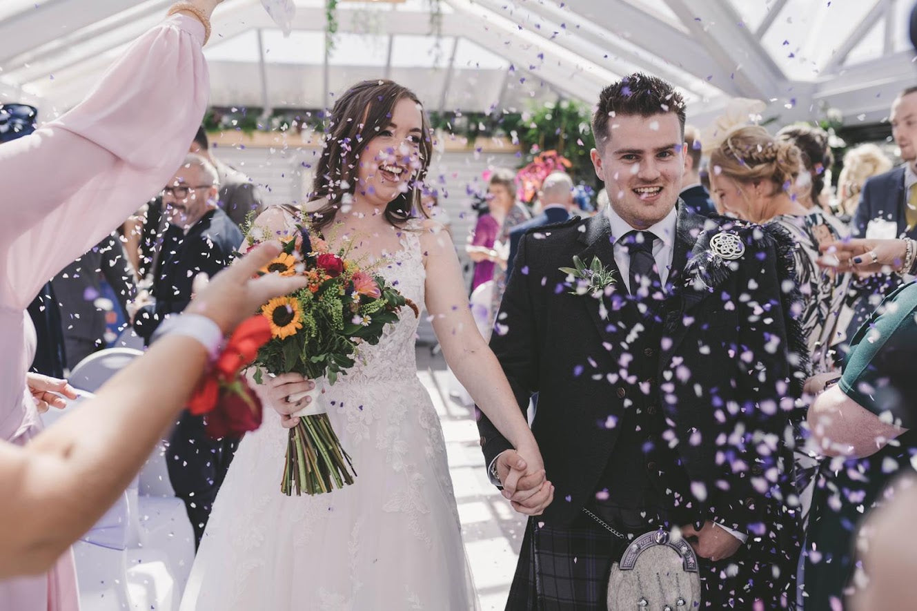 Biodegradable Wedding Confetti - White, Claret and Turquoise Blue